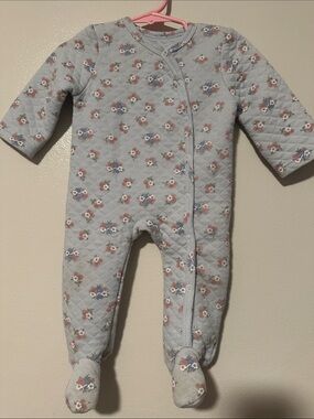 Shabby Chic Light Blue Quilted Floral Footie